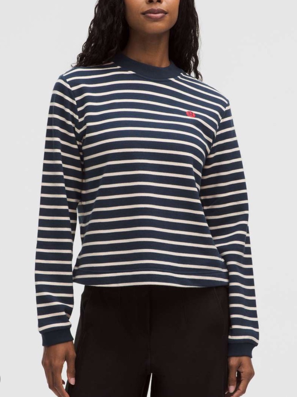 lululemon cotton terry striped crewneck pullover